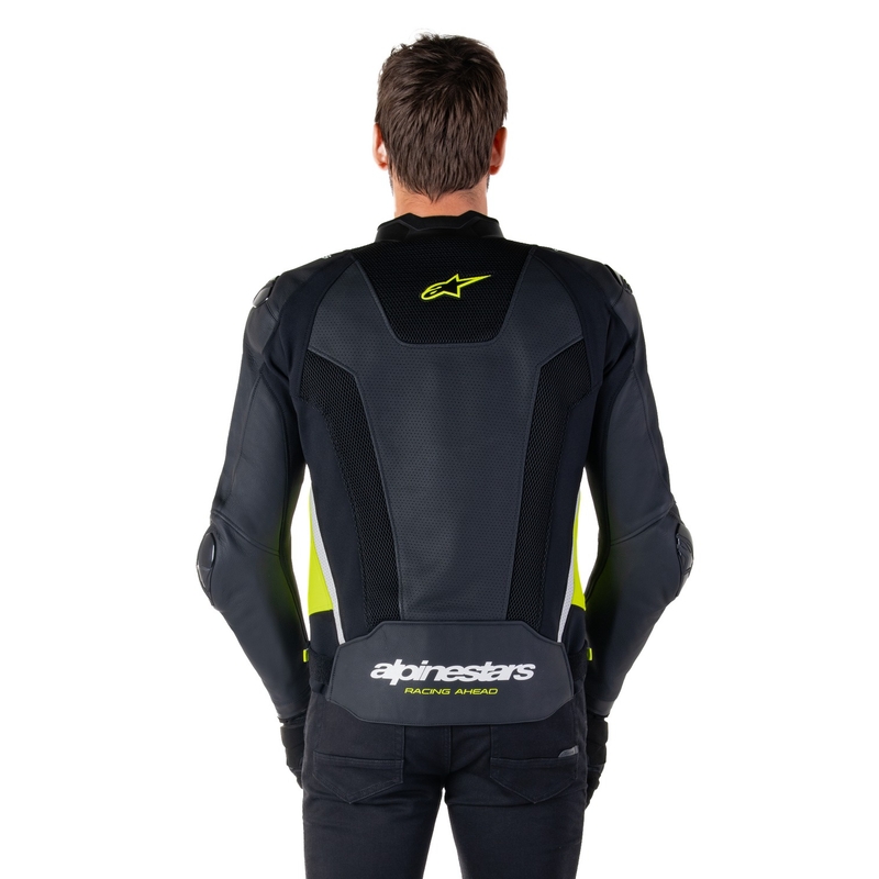 Skórzana kurtka motocyklowa Alpinestars Missile 3 Airflow czarno-fluo żółto-biała