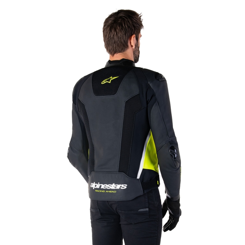 Skórzana kurtka motocyklowa Alpinestars Missile 3 Airflow czarno-fluo żółto-biała