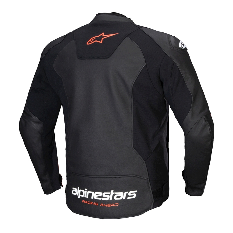 Skórzana kurtka motocyklowa Alpinestars Faster 3 czarno-fluo-czerwona