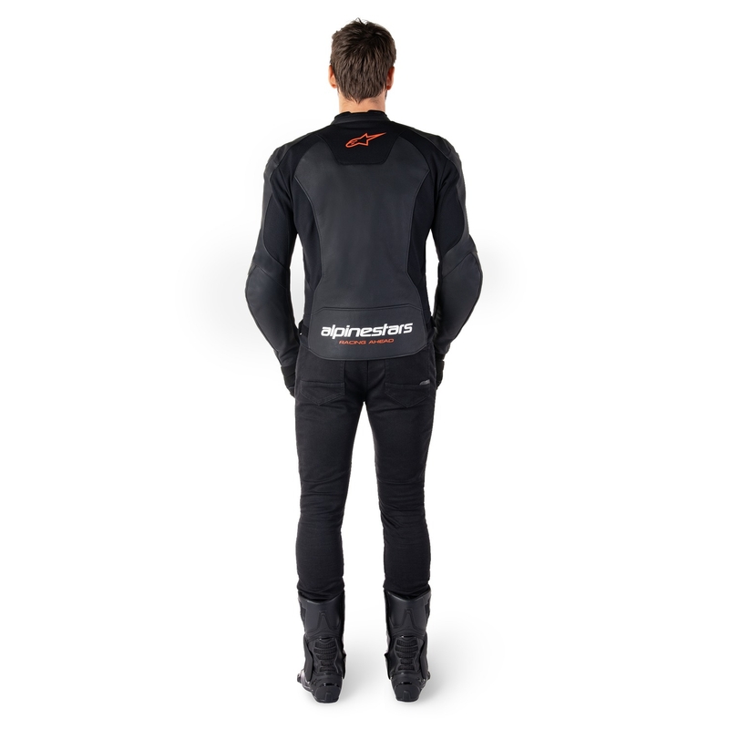 Skórzana kurtka motocyklowa Alpinestars Faster 3 czarno-fluo-czerwona