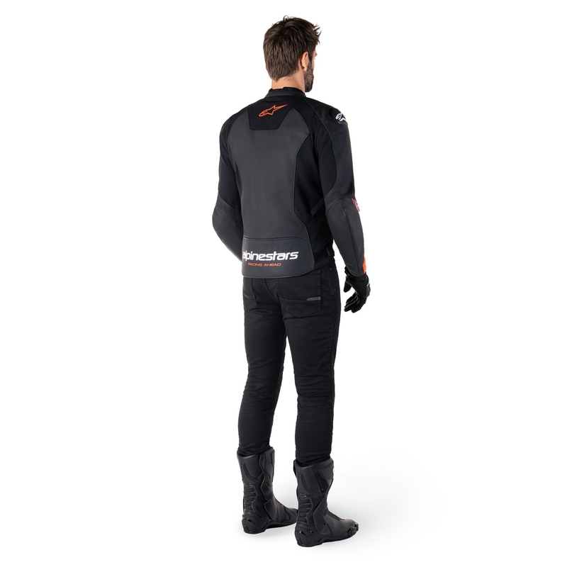 Skórzana kurtka motocyklowa Alpinestars Faster 3 czarno-fluo-czerwona