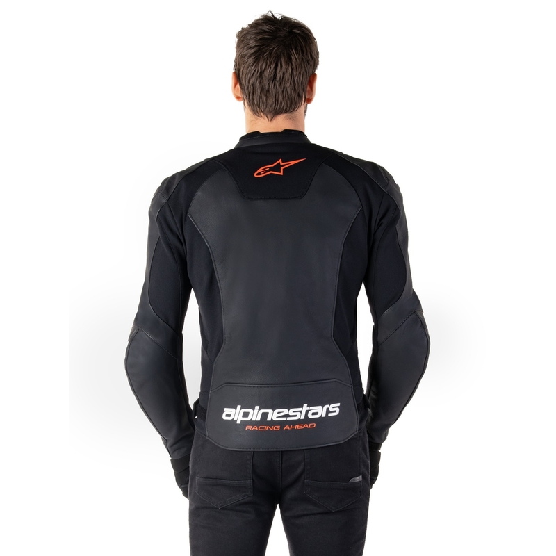 Skórzana kurtka motocyklowa Alpinestars Faster 3 czarno-fluo-czerwona