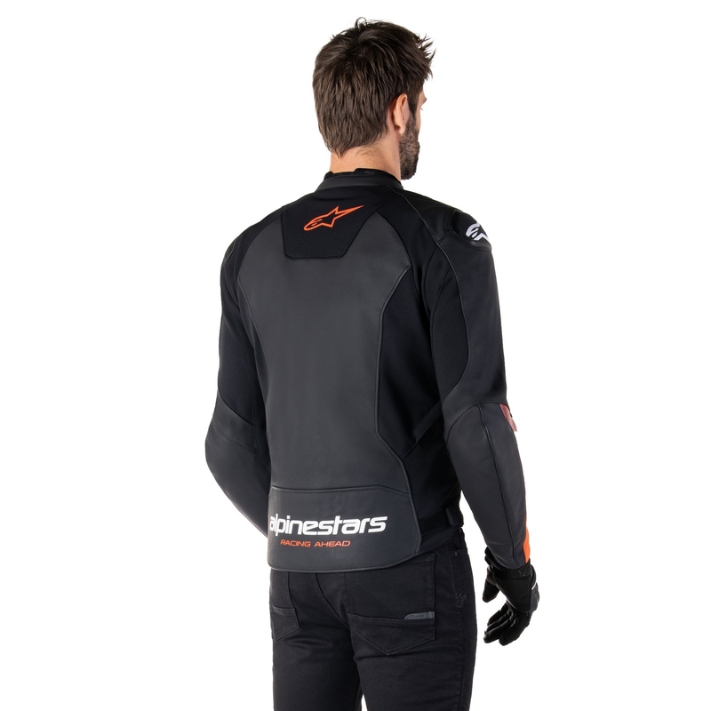 Skórzana kurtka motocyklowa Alpinestars Faster 3 czarno-fluo-czerwona