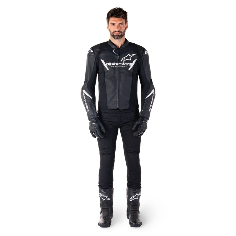 Skórzana kurtka motocyklowa Alpinestars Faster 3 czarno-biała