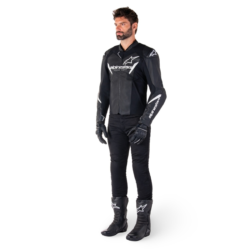 Skórzana kurtka motocyklowa Alpinestars Faster 3 czarno-biała