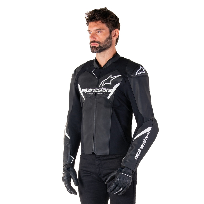 Skórzana kurtka motocyklowa Alpinestars Faster 3 czarno-biała
