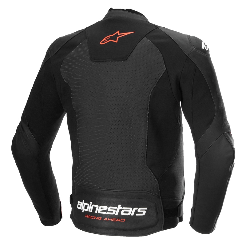 Skórzana kurtka motocyklowa Alpinestars Faster 3 Airflow czarno-fluo-czerwona