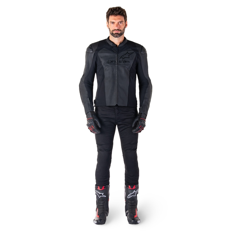 Skórzana kurtka motocyklowa Alpinestars Faster 3 Airflow w kolorze czarno-czarnym