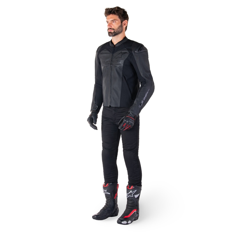 Skórzana kurtka motocyklowa Alpinestars Faster 3 Airflow w kolorze czarno-czarnym