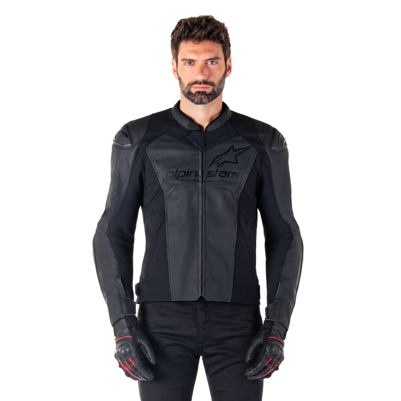 Skórzana kurtka motocyklowa Alpinestars Faster 3 Airflow w kolorze czarno-czarnym