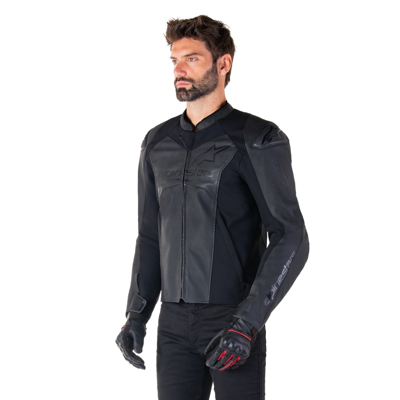 Skórzana kurtka motocyklowa Alpinestars Faster 3 Airflow w kolorze czarno-czarnym