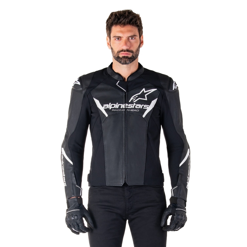 Skórzana kurtka motocyklowa Alpinestars Faster 3 Airflow czarno-biała