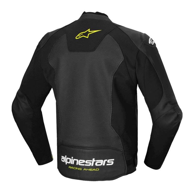 Skórzana kurtka motocyklowa Alpinestars Faster 3 Airflow czarno-biało-żółta