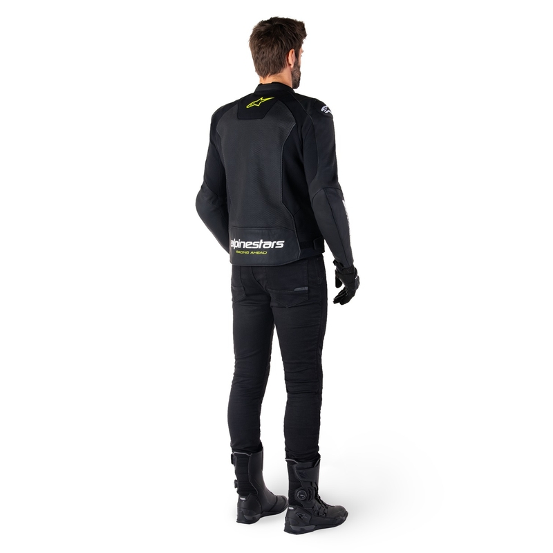 Skórzana kurtka motocyklowa Alpinestars Faster 3 Airflow czarno-biało-żółta