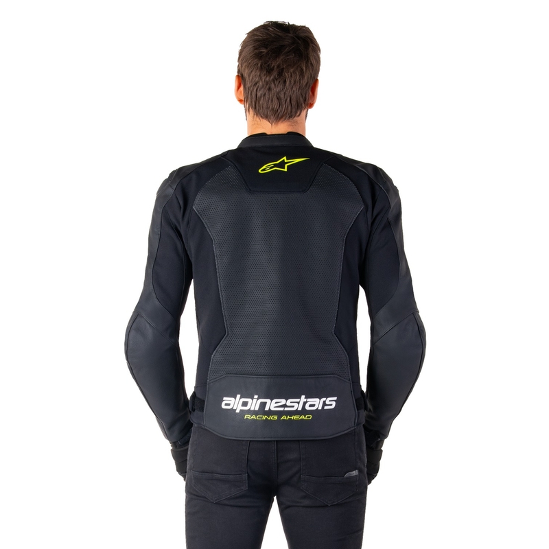 Skórzana kurtka motocyklowa Alpinestars Faster 3 Airflow czarno-biało-żółta