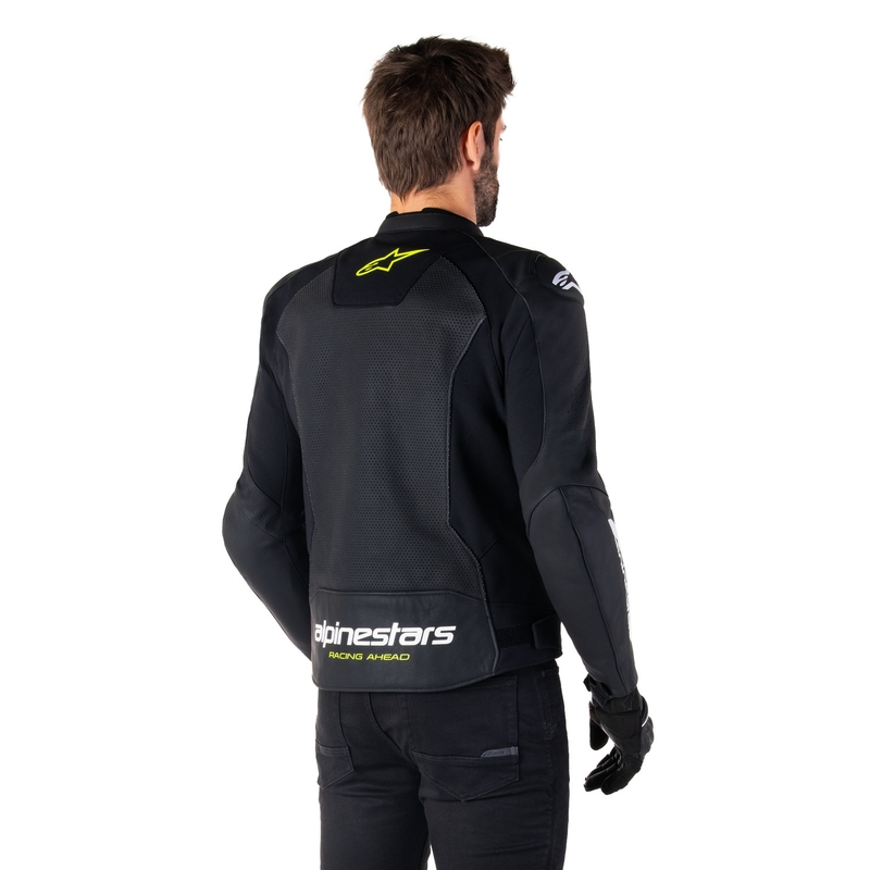 Skórzana kurtka motocyklowa Alpinestars Faster 3 Airflow czarno-biało-żółta