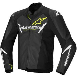 Skórzana kurtka motocyklowa Alpinestars Faster 3 Airflow czarno-biało-żółta