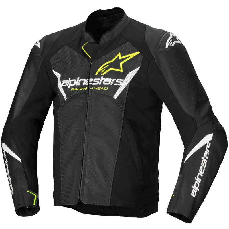 Skórzana kurtka motocyklowa Alpinestars Faster 3 Airflow czarno-biało-żółta