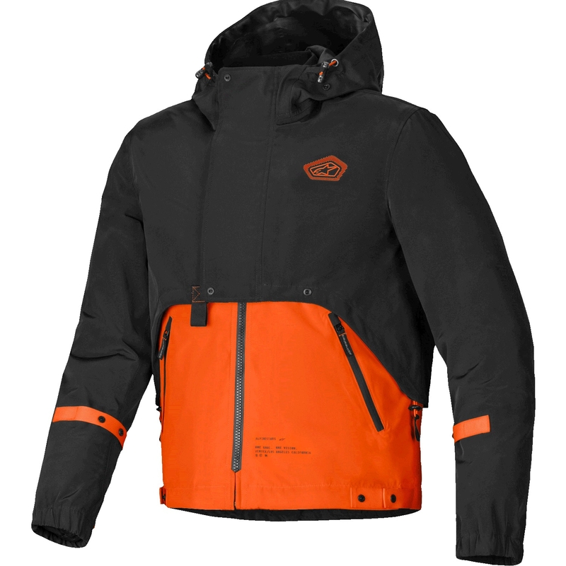 Kurtka motocyklowa Alpinestars Mootant Wodoodporna Parka czarno-fluo-pomarańczowa