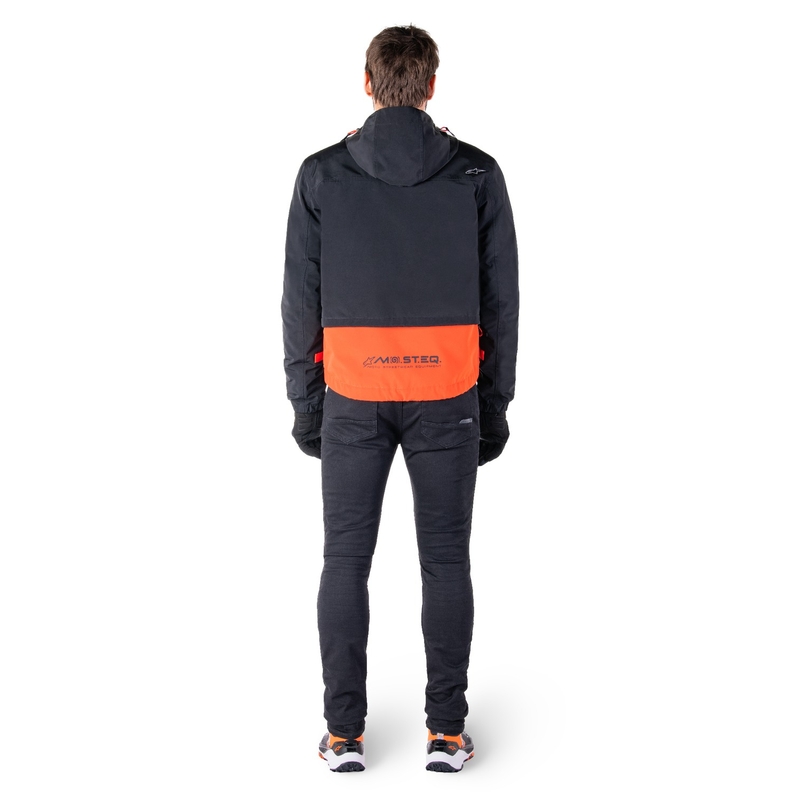 Kurtka motocyklowa Alpinestars Mootant Wodoodporna Parka czarno-fluo-pomarańczowa