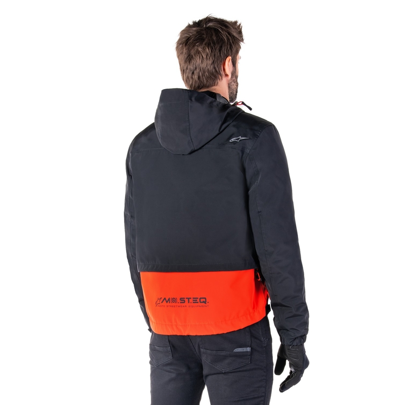 Kurtka motocyklowa Alpinestars Mootant Wodoodporna Parka czarno-fluo-pomarańczowa