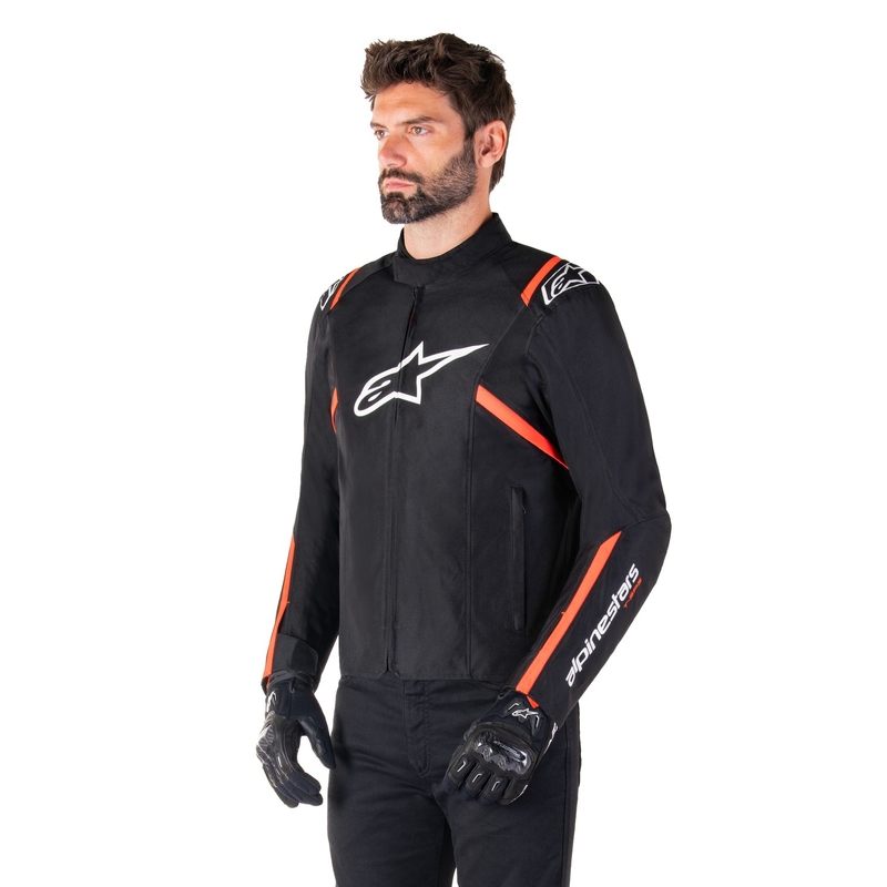 Alpinestars T-SPS 2 Wodoodporna kurtka motocyklowa w kolorze czarno-biało-fluoczerwonym