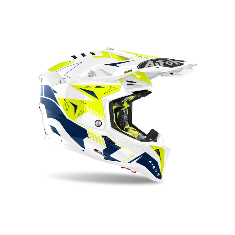 Kask motocrossowy Airoh Aviator 3 Spin żółto-niebieski