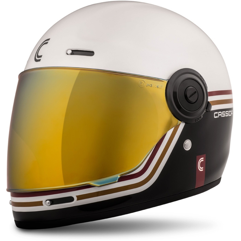 Kask motocyklowy integralny Cassida Fibre Super Hooligan Carat white-black-red-gold wyprzedaż