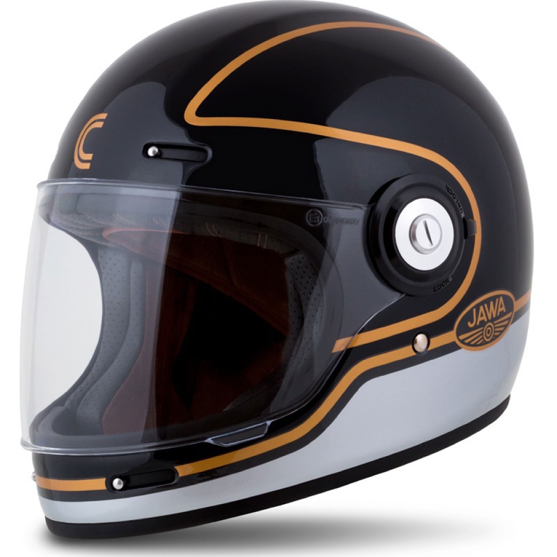Integralny kask na motocykl Cassida Fibre Jawa Sport czarno-srebrno-złota