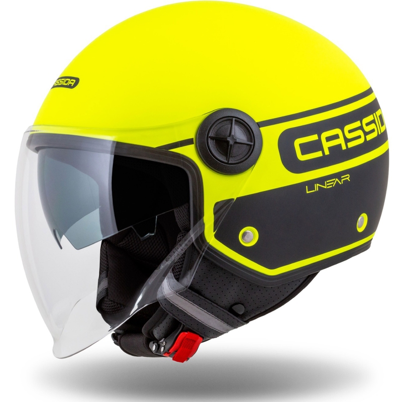 Kask motocyklowy otwarty Cassida Handy Plus Linear fluo yellow-black.