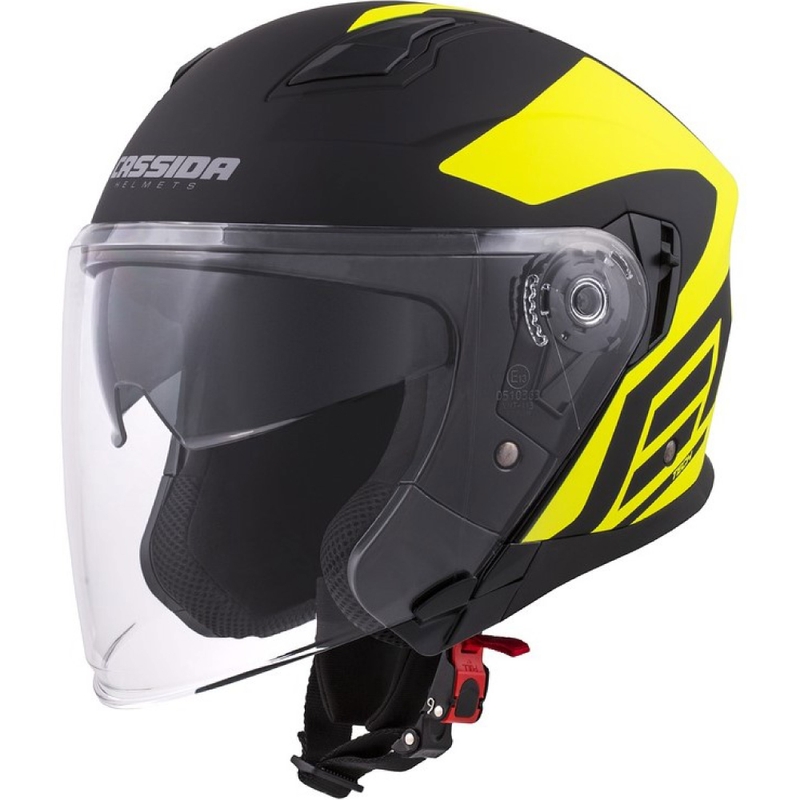 Otwarty kask motocyklowy Cassida Jet Tech Corso czarno-fluo żółty