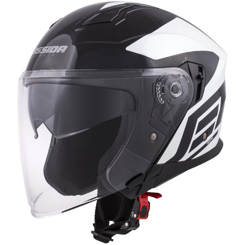 Otwarty kask motocyklowy Cassida Jet Tech Corso czarno-biały