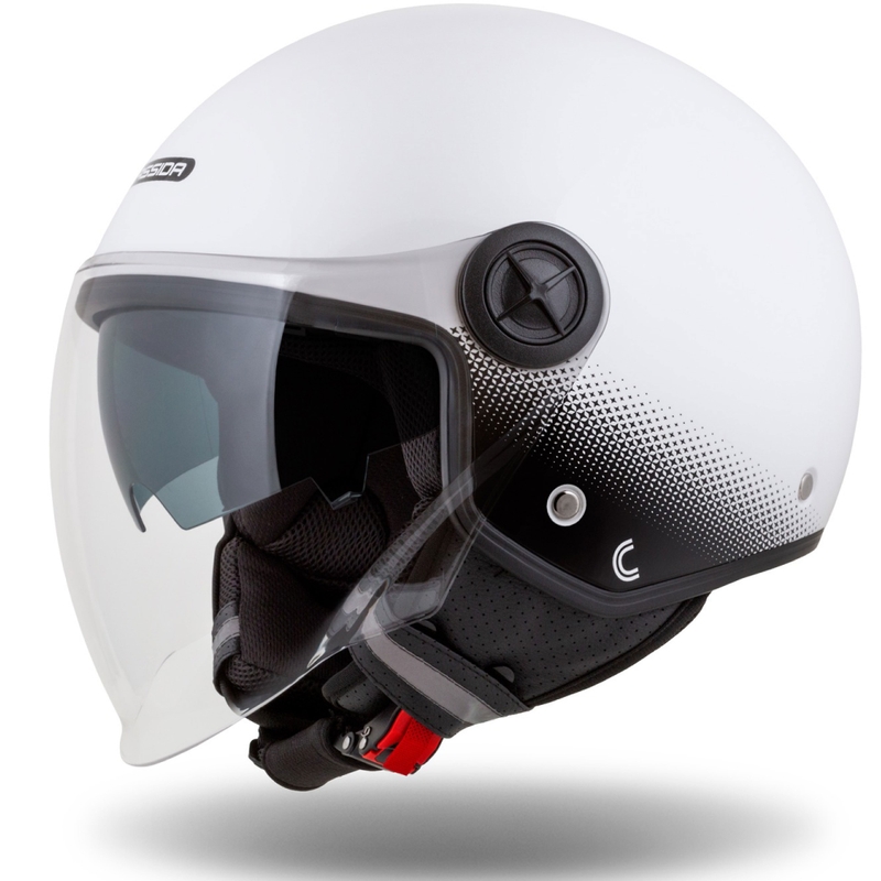 Kask motocyklowy otwarty Cassida Handy Plus biało-czarny