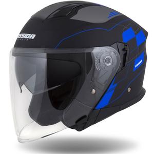 Kask motocyklowy otwarty Cassida Jet Tech Roxor Black-Grey-Blue Matte