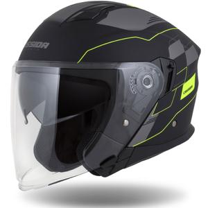 Kask motocyklowy otwarty Cassida Jet Tech Roxor black-grey-fluo yellow matt wyprzedaż