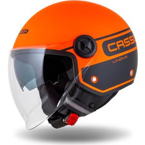 Kask motocyklowy otwarty Cassida Handy Plus Linear pomarańczowo-czarny