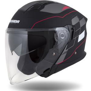 Kask motocyklowy otwarty Cassida Jet Tech Roxor Black-Red-Grey