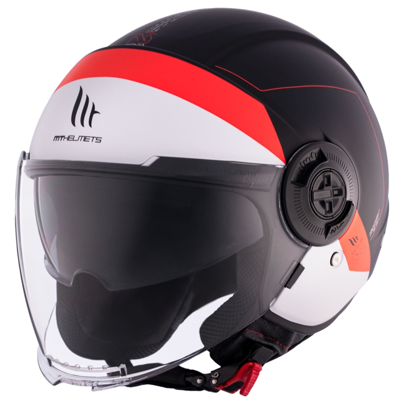 Kask motocyklowy otwarty MT Viale SV S 68 szt. A5 biało-czerwono-czarny