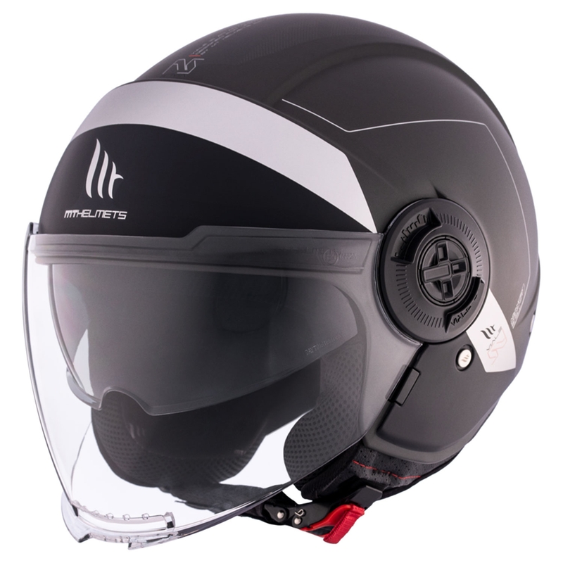Kask motocyklowy otwarty MT Viale SV S 68 Unit D2 czarno-szary wyprzedaż
