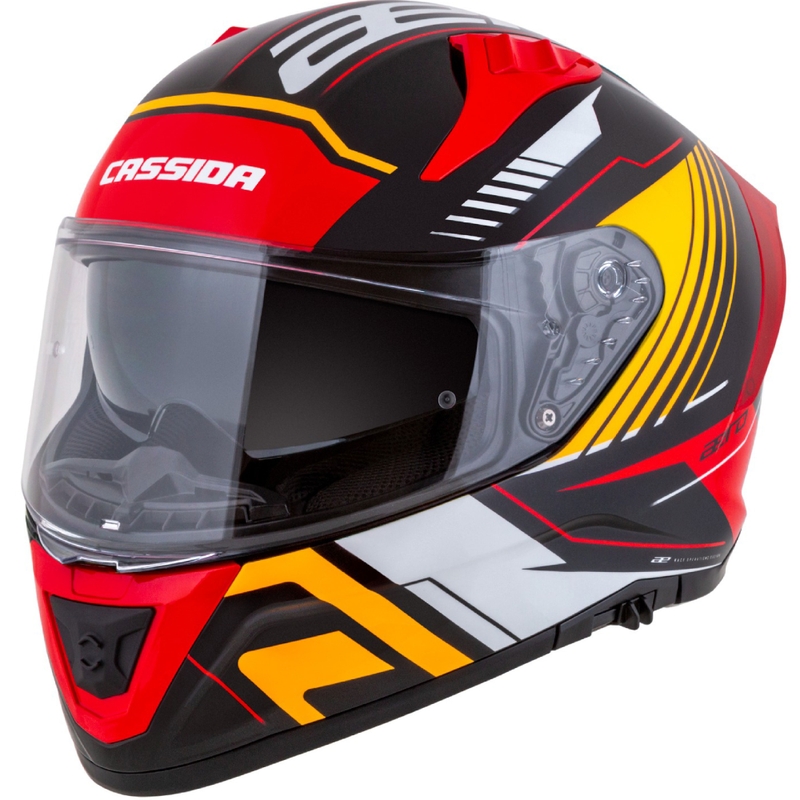 Integralny kask motocyklowy Cassida Aero Drome perłowy czarno-pomarańczowo-czerwono-biały