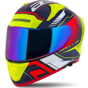 Zintegrowany kask motocyklowy Cassida Aero Drome Perłowo-niebiesko-żółto-pomarańczowo-czerwono-biały