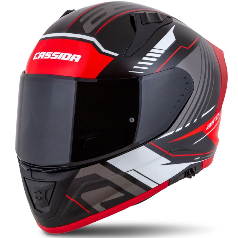 Integralny kask motocyklowy Cassida Aero Drome w kolorze czarno-czerwono-biało-szarym