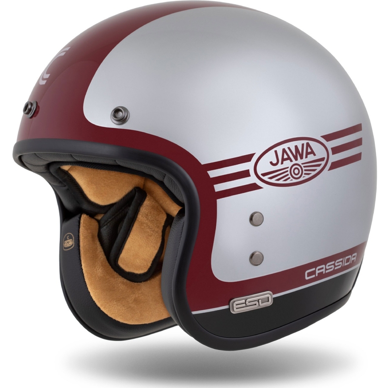 Kask otwarty Cassida Eso Jawa Panel w kolorze czerwono-srebrno-czarnym