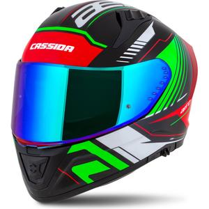 Integralny kask motocyklowy Cassida Aero Drome w kolorze czarno-czerwono-zielono-białym