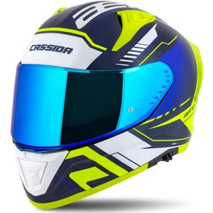 Kask motocyklowy integralny Cassida Aero Drome w kolorze niebiesko-fluo-żółto-jasnoniebieskim-białym