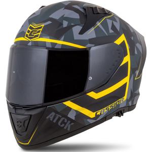 Zintegrowany kask motocyklowy Cassida Aero camo szaro-czarno-fluo żółty