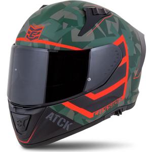 Integralny kask motocyklowy Cassida Aero ATCK, camo zielono-czarno-szaro-pomarańczowy