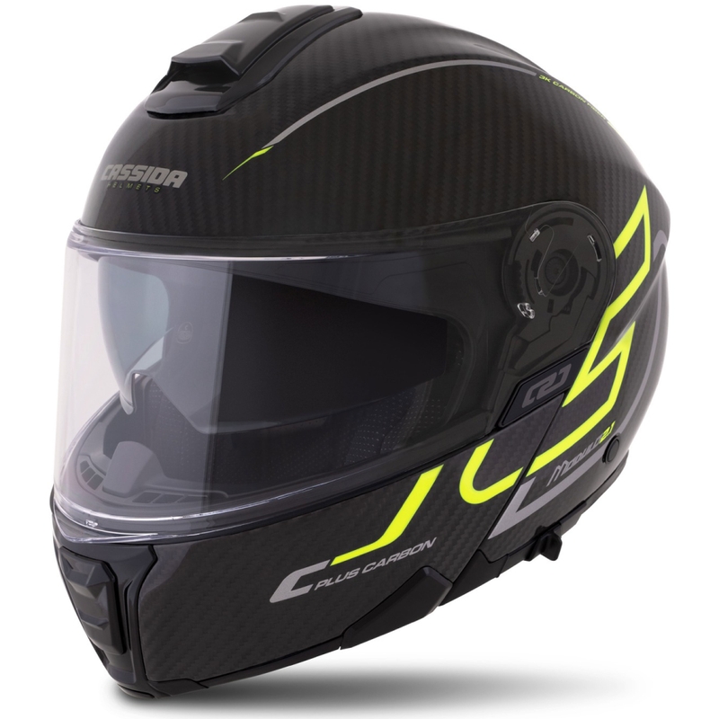 Kask składany Cassida Modulo 2.1 Plus Carbon fluo żółto-srebrno-czarny