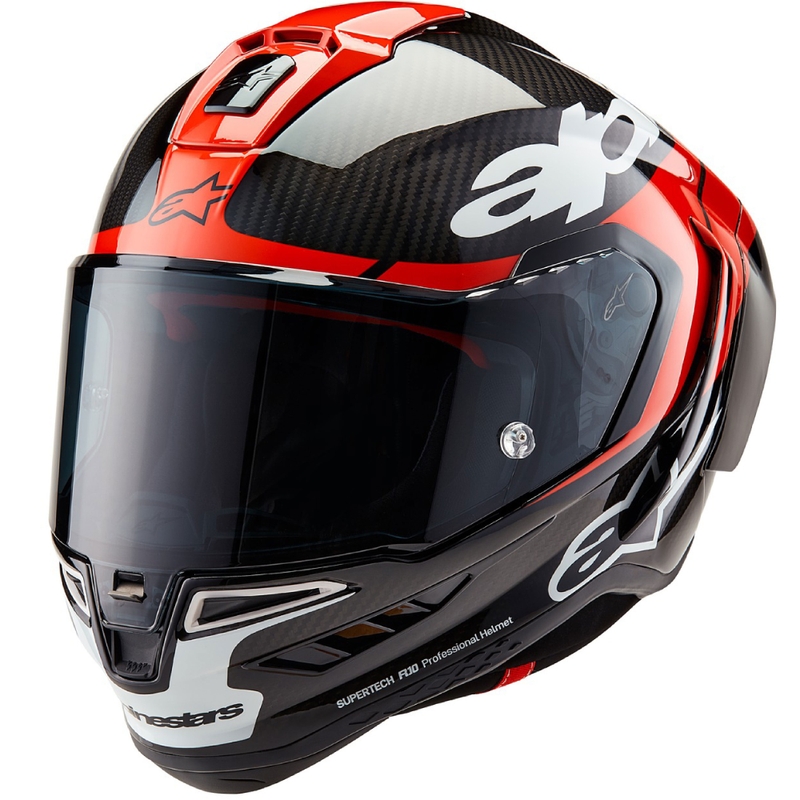 Kask motocyklowy integralny Alpinestars Supertech R-10 Element carbon fluo czerwono-biały