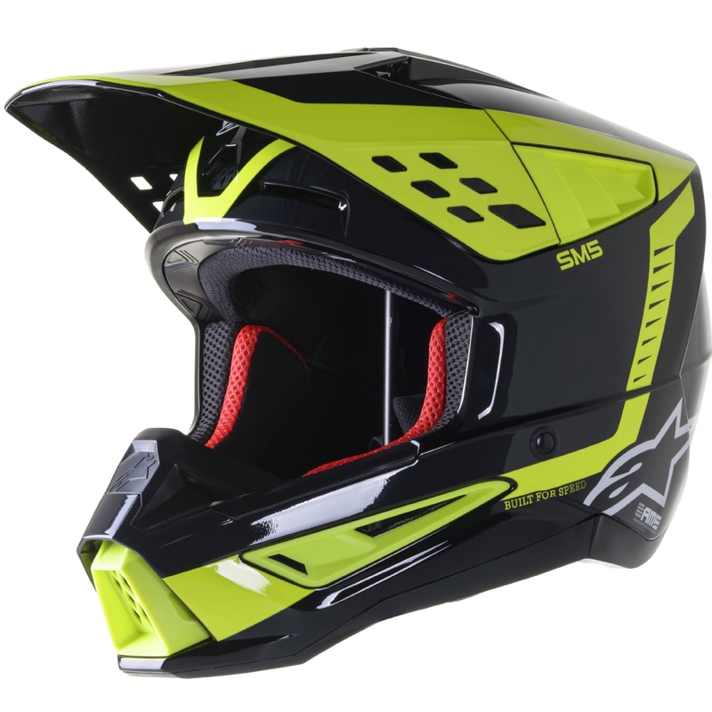 Kask Motocrossowy Alpinestars S-M5 Beam Czarno-Antracytowo-Fluo Żółty Błyszczący